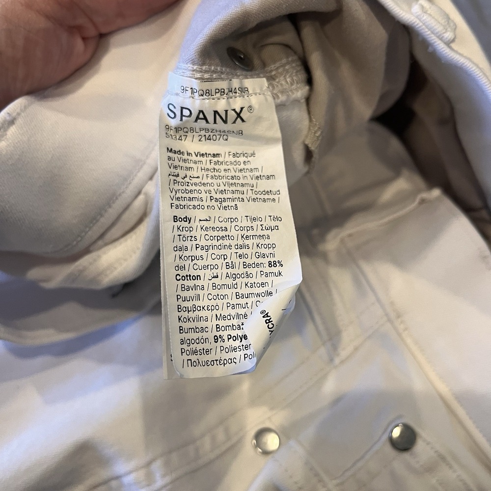 SPANX Shapewear Cropped Wide-Leg Jeans Nautical Large White Stretch Pull On - Picture 6 of 12